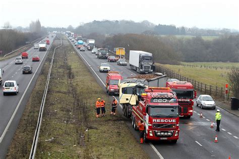 M4, M3 and. . Lorry crash a55 today
